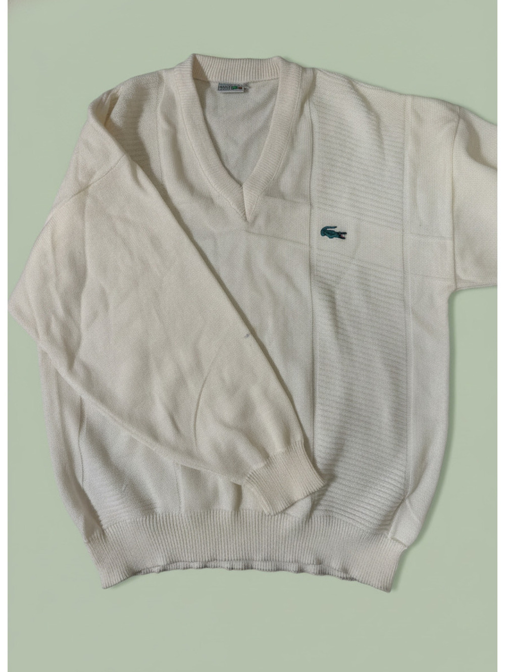 Vintage 70s-80s Lacoste French-Made Chemise V-Neck Sweater XL